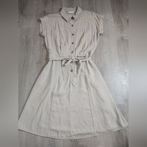 Calvin Klein Tan Belted Midi Dress